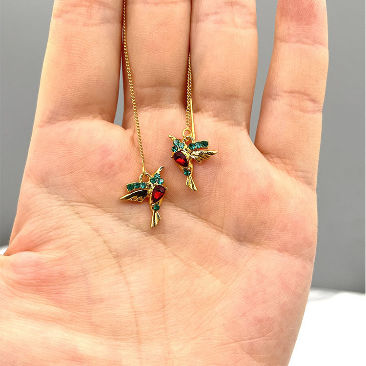 Zircon Hummingbird Winged Bird Earrings