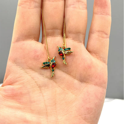 Zircon Hummingbird Winged Bird Earrings