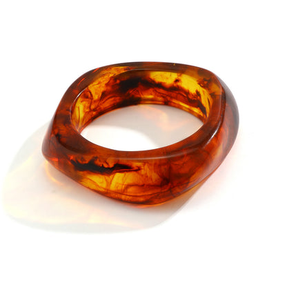 Exaggerated design polygonal translucent bracelet Retro imitation tortoise shell color niche bracelet