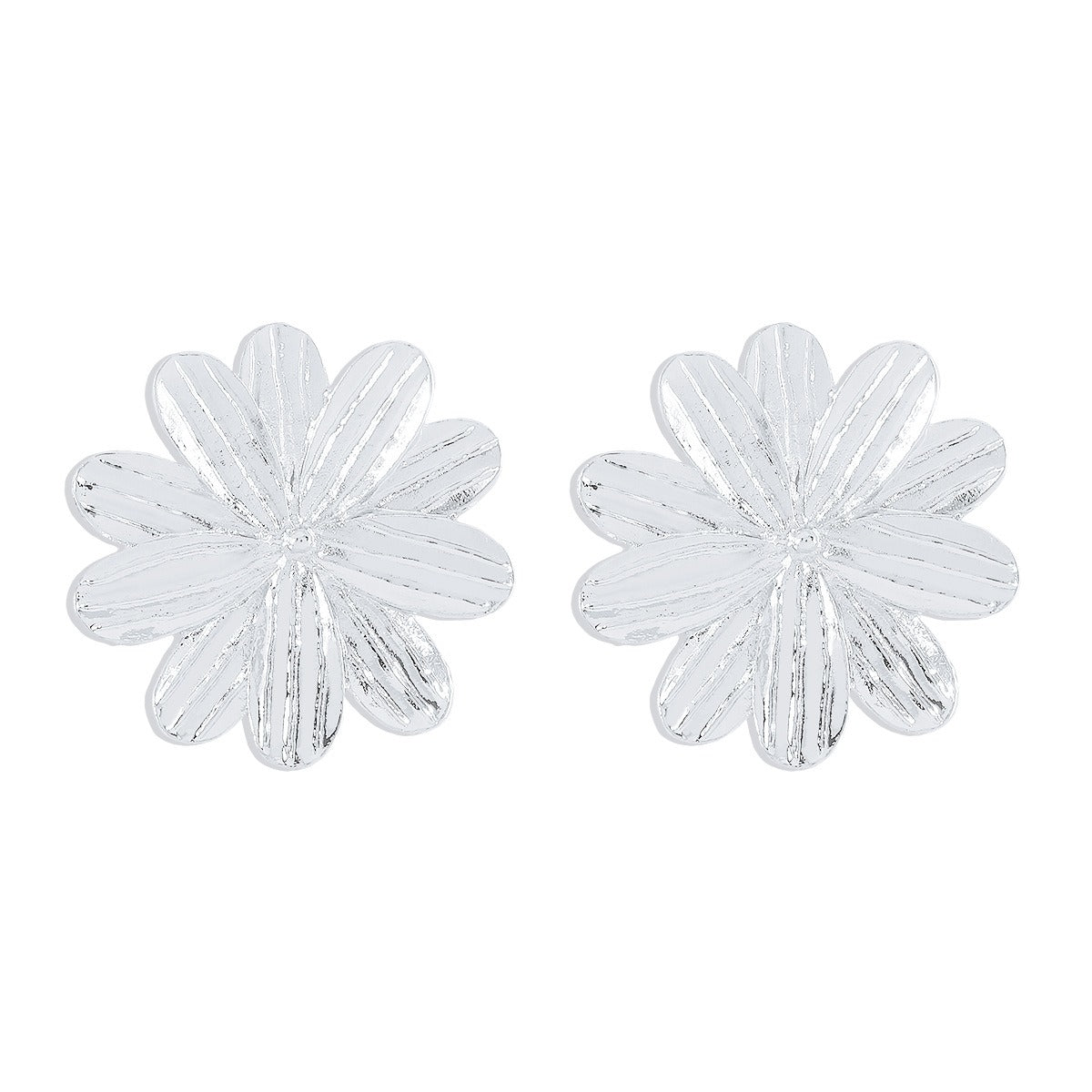 Alloy Floral Geometric Statement Earrings – Gold or Silver Finish