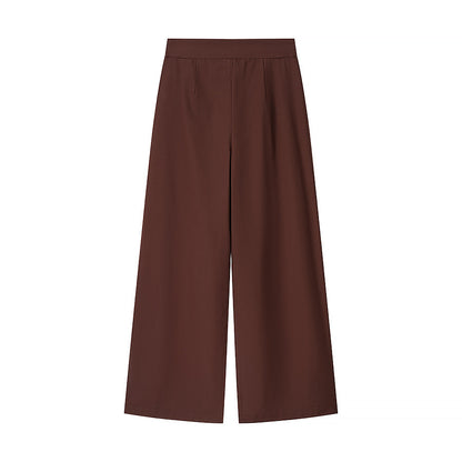 Solid color top+straight leg pants set