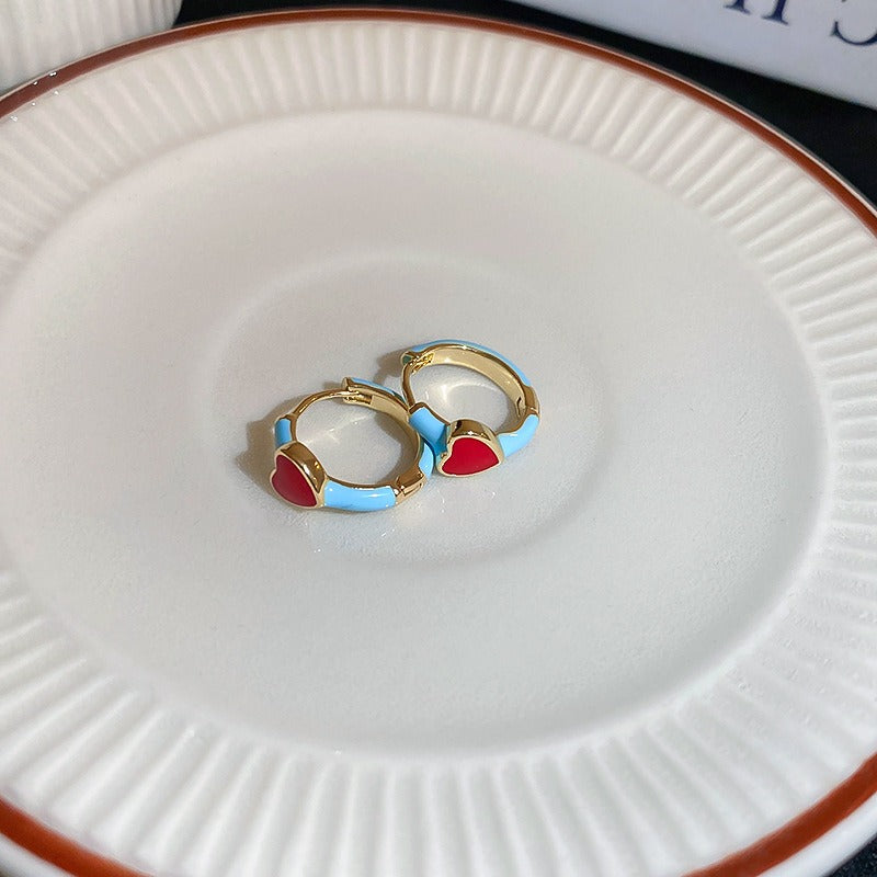 Retro Rose Red Square Dangle Earrings