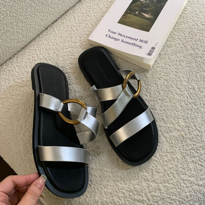 Flat-soled niche open-toe sandals