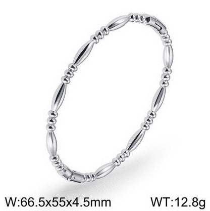 Bamboo Joint Design Stainless Steel Bracelet 18K Gold Plated Versatile High-Grade Plain Circle Bracelet