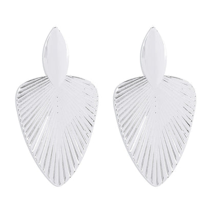 Metallic cattail leaf earrings