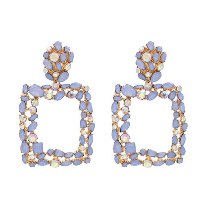 JURAN ZA Style Indian Geometric Crystal Dangle Earrings