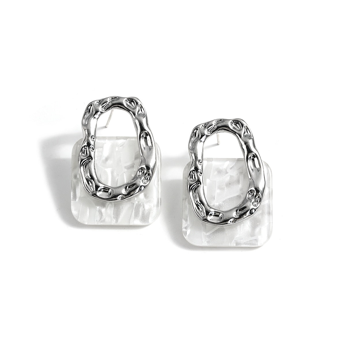Acrylic Geometric Square Hanging Stud Earrings