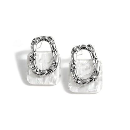 Acrylic Geometric Square Hanging Stud Earrings