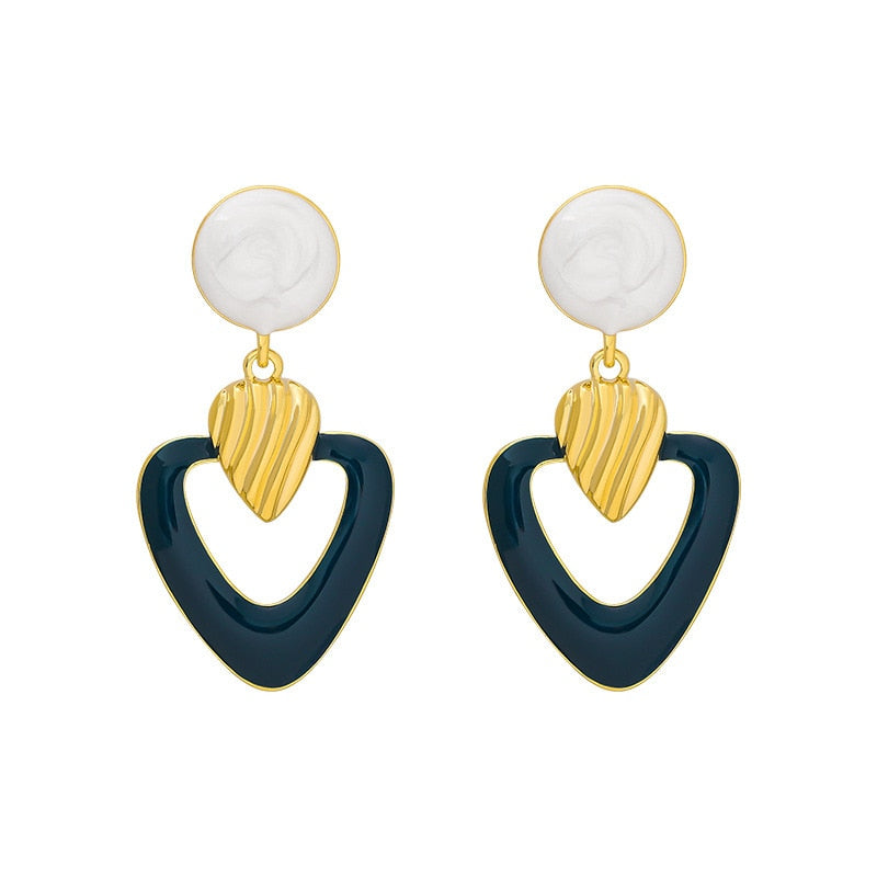 Delicate Enamel Drop Earrings – Vintage Alloy Jewelry