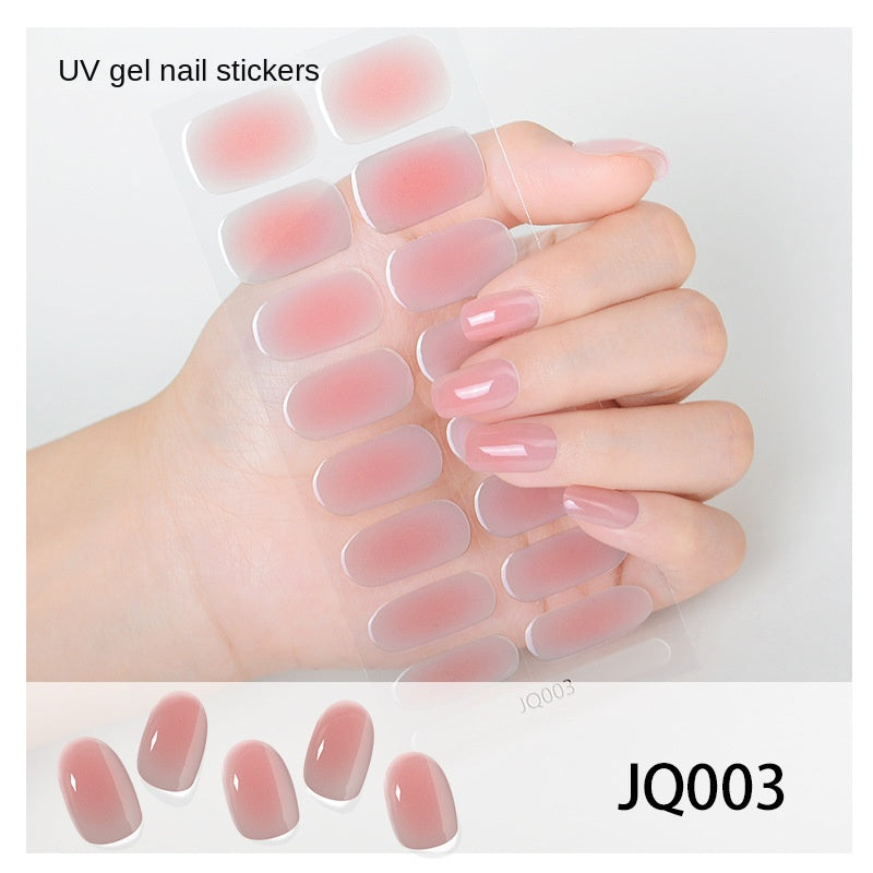 Xiantai UV Gel Nail Art Patches Semi-Cured Light Therapy Nail Stickers Waterproof 16 Finger Half Cured Nail Full Cover Wholesale