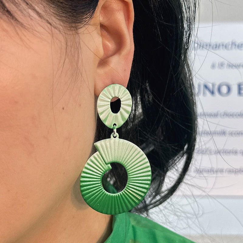 Geometric hand-painted gradient exaggerated earrings