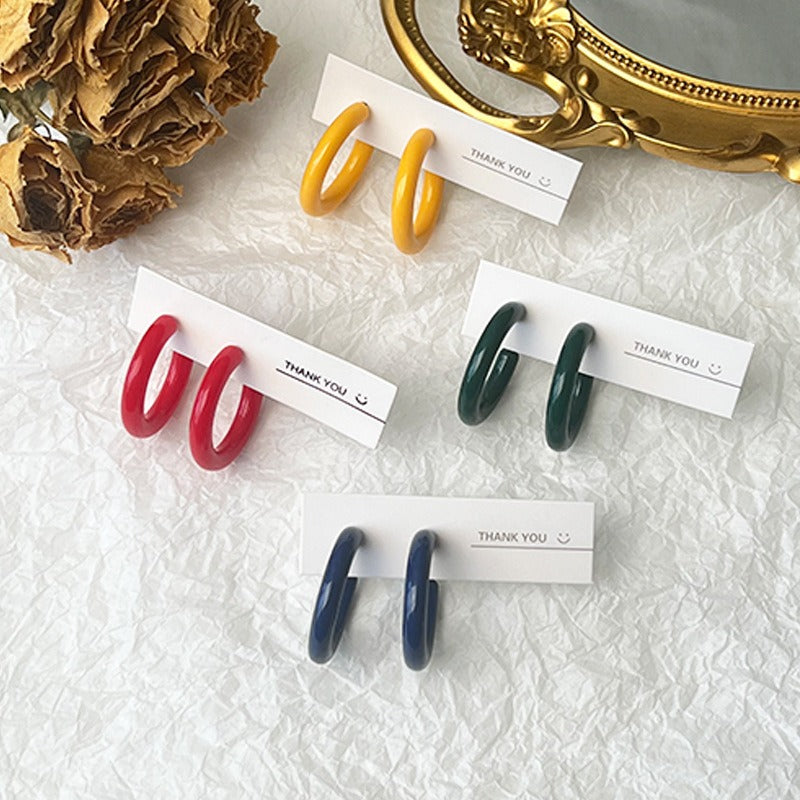 Half round candy C-shaped acrylic earrings