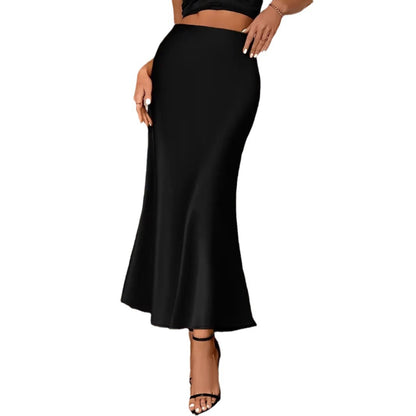 High waisted woman silk skirt