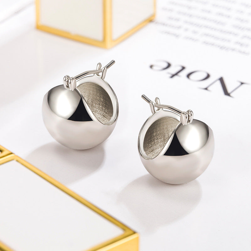 New Minimalist Punk Golden Silver Color Triangle Bag Shaped Metal Hoop Earrings For Women Party Retro Jewelry