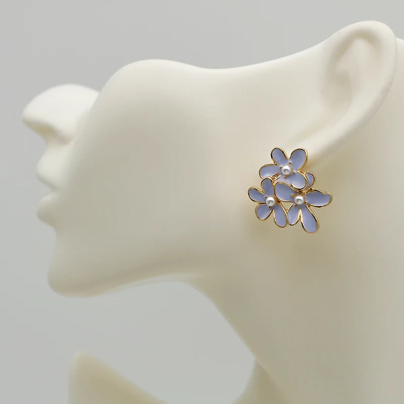 Oil multi flower earrings