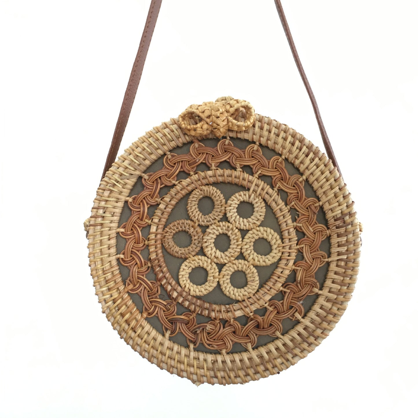 Vietnamese Round Rattan Hollow Straw Shoulder Bag
