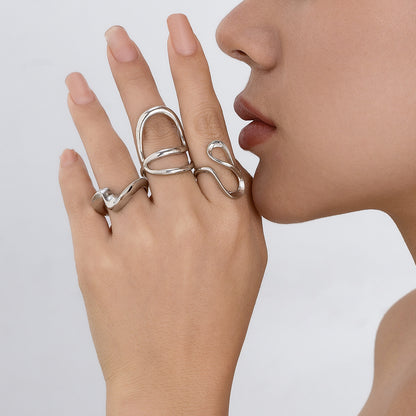 Molten Curve Open Metal Ring