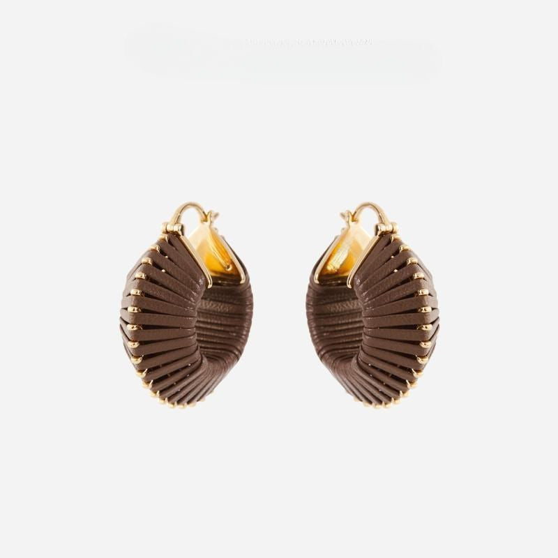 Round Drum Rope Stereoscopic Earrings