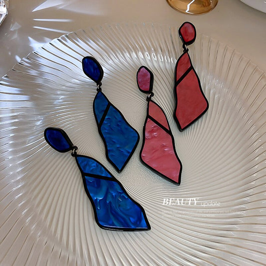 Pink & Blue Acrylic Dangle Earrin