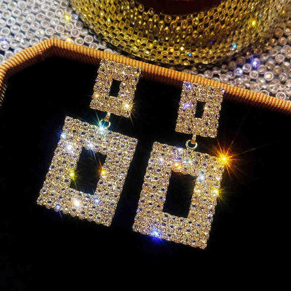 Super Flash Geometric Diamond Long Earrings