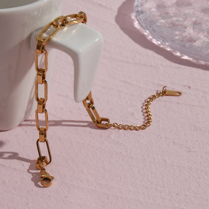 Minimalist Geometric Hollow Link Stainless Steel woman Bracelet