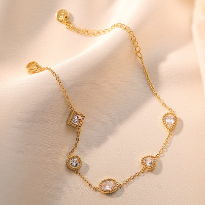 Zircon stainless steel bracelet for niche exquisite versatile bracelet