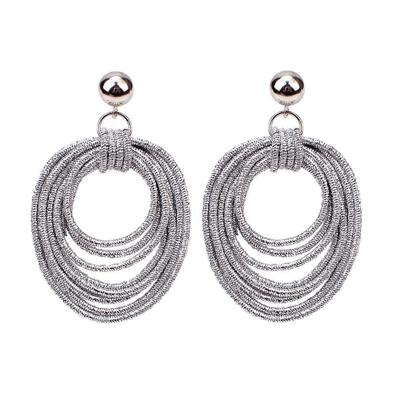 Retro Round Metal Multi-Layered Loop Earrings for Women