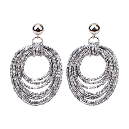 Retro Round Metal Multi-Layered Loop Earrings for Women