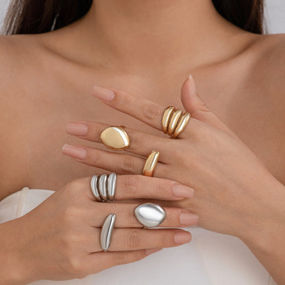 Lava Curve Geometric Open Ring
