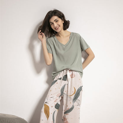 Floral V-Neck Pajama Set