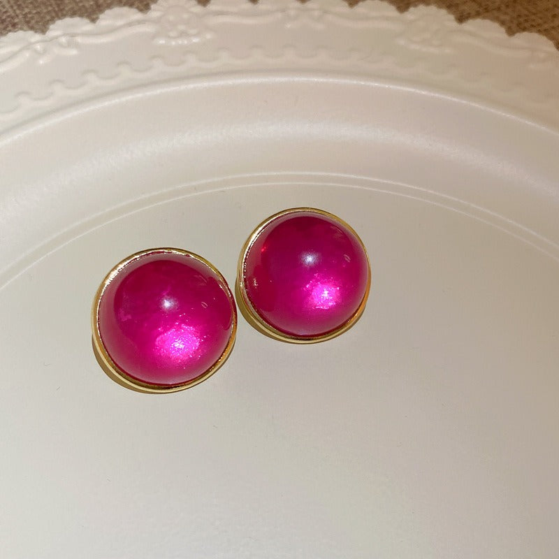 Retro Rose Red Square Dangle Earrings