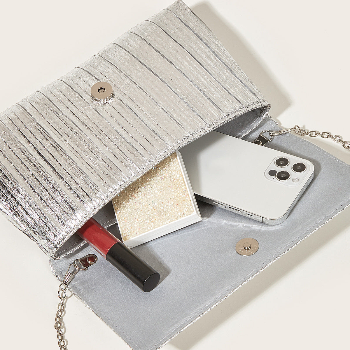 Evening Metallic Shiny Clutch
