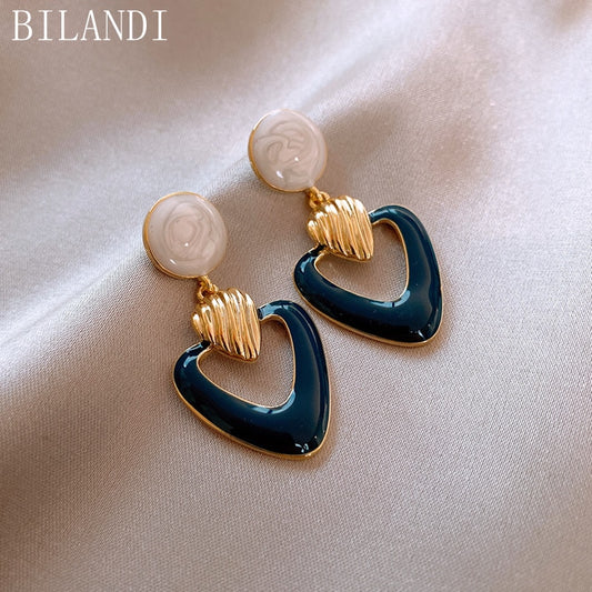 Delicate Enamel Drop Earrings – Vintage Alloy Jewelry