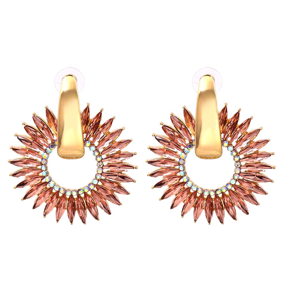 Bohemian Colorful Crystal Round Hoop Earrings