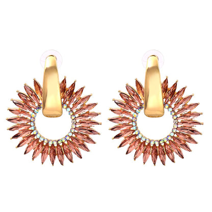 Bohemian Colorful Crystal Round Hoop Earrings