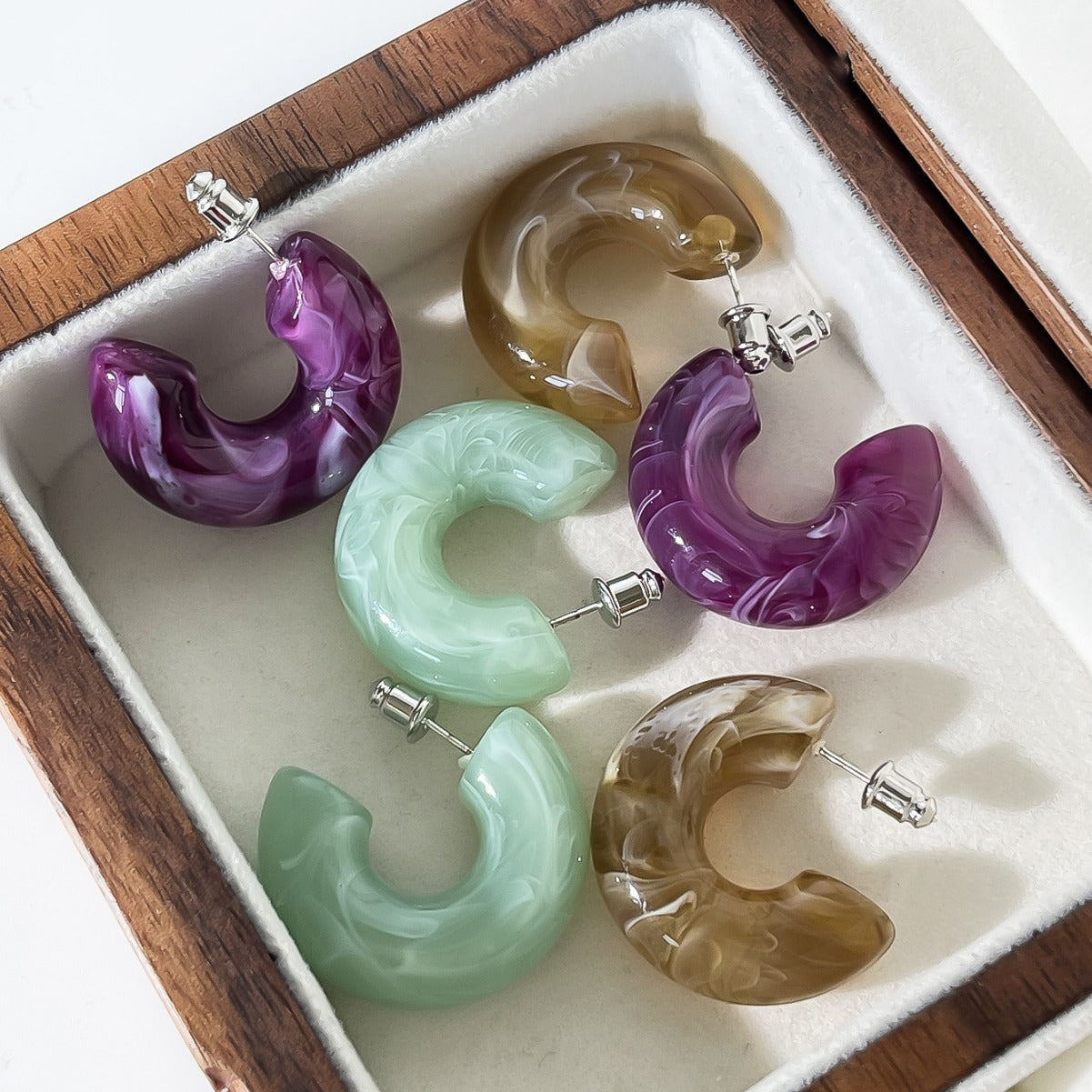 C-shaped acrylic candy mixed earrings