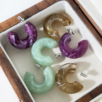 C-shaped acrylic candy mixed earrings