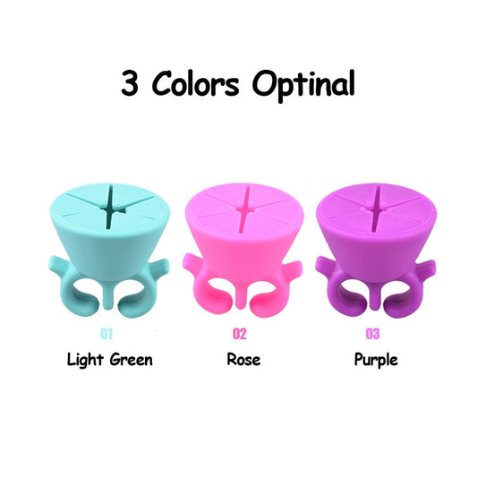 Nail Art Finger Ring Style Gel Polish Varnish Wearable Flexible Silicone Holder Stand Support Manicure Tools