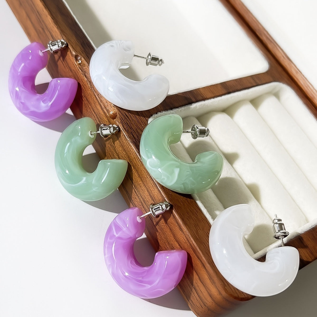 C-shaped acrylic candy mixed earrings