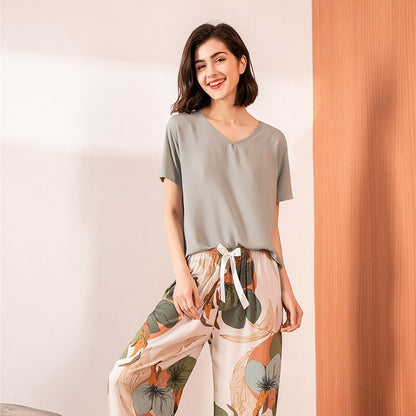 Floral V-Neck Pajama Set