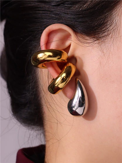 HUANZHI New Large Size Hollow Water Drop Earrings