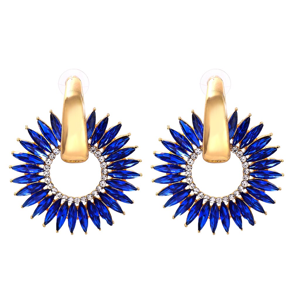 Bohemian Colorful Crystal Round Hoop Earrings