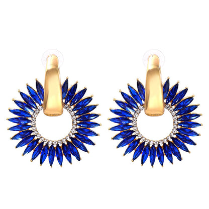Bohemian Colorful Crystal Round Hoop Earrings