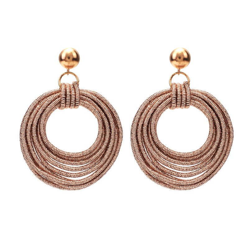 Retro Round Metal Multi-Layered Loop Earrings for Women