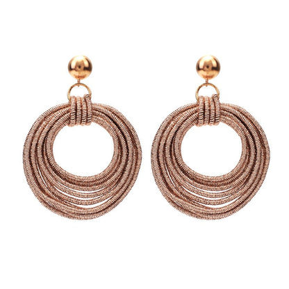 Retro Round Metal Multi-Layered Loop Earrings for Women
