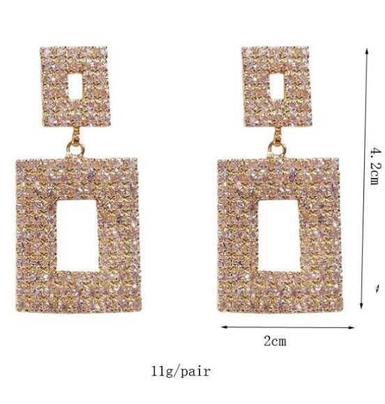 Super Flash Geometric Diamond Long Earrings