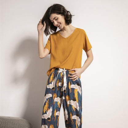 Floral V-Neck Pajama Set
