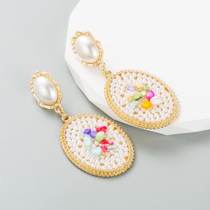 European & American Style Gold-Plated Statement Earrings – 7.5 cm