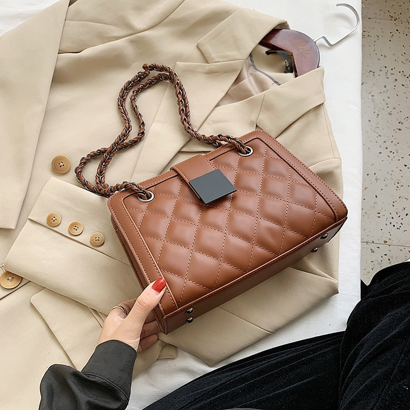 Black PU Leather Crossbody Bag For Women