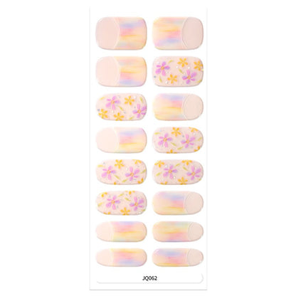 Xiantai UV Gel Nail Art Patches Semi-Cured Light Therapy Nail Stickers Waterproof 16 Finger Half Cured Nail Full Cover Wholesale